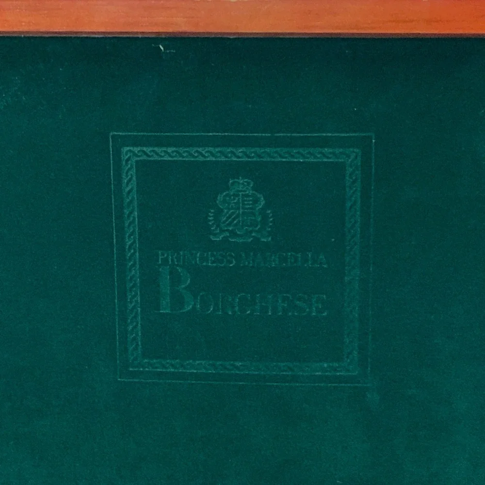 Vintage Princess Marcella Borghese Red Wooden Musical‎ Jewelry Box Green Velvet